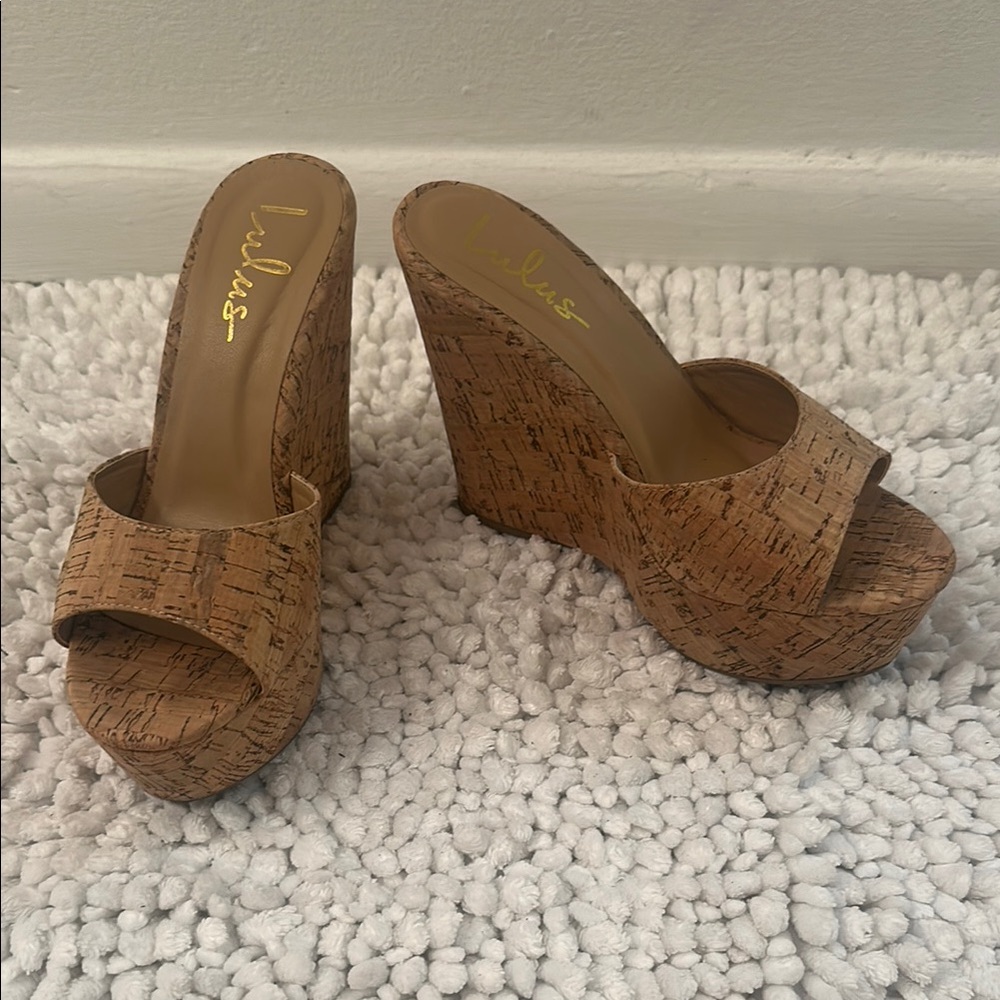 Lulu's Brown Cork Wedge Sandals